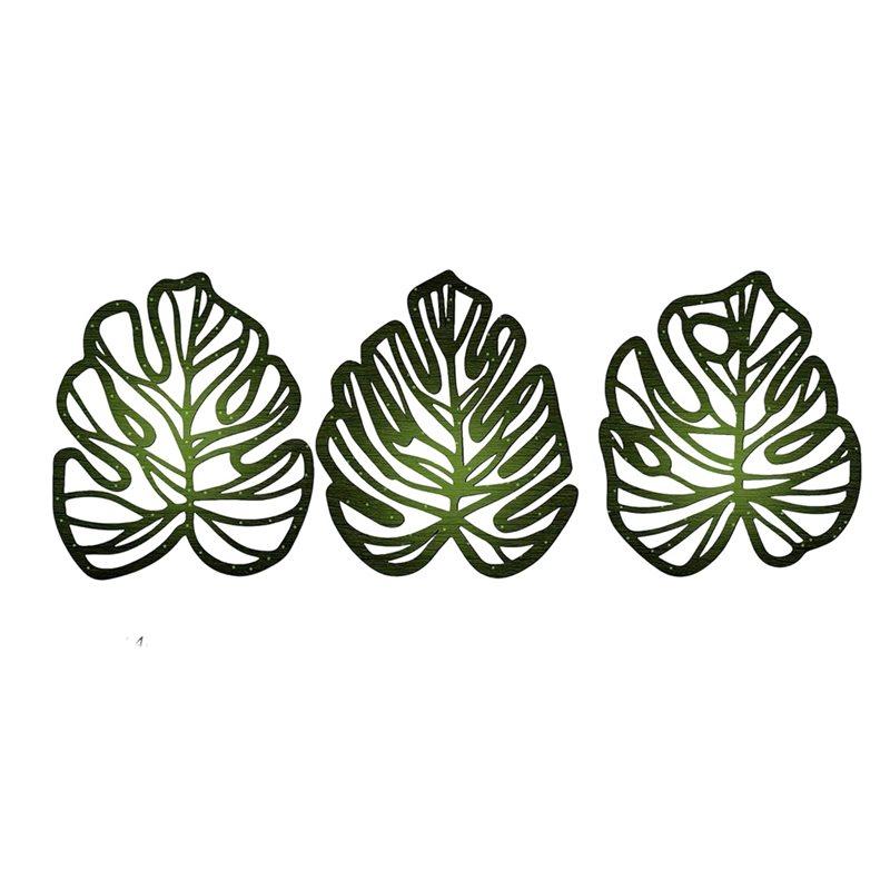 

Good-Wooden Natural Leaves Wall Decor, 3Pcs Palm Leaves Wood Wall Decor, Tropical Jungle Plant Wall Art зелений