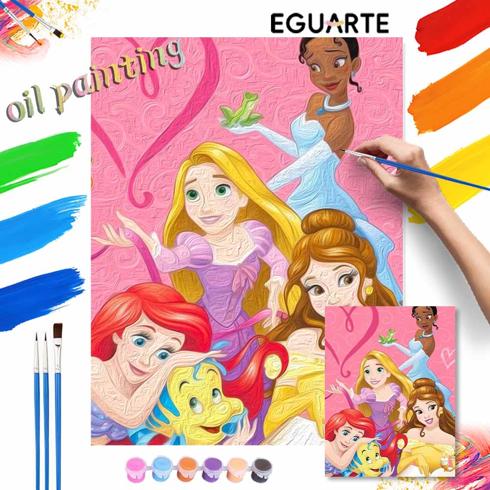 Disney Princess Paint By Number Kit Number Drawing Canvas DIY Picture Home Decor Disney Princesses Art Wall Decor For Living Room Gift