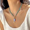 Bohemian Starfish Pendant Necklace For Women Handmade Rice Beads Ceramic Fish with OT Buckle Choker Summer Beach Party Jewelry