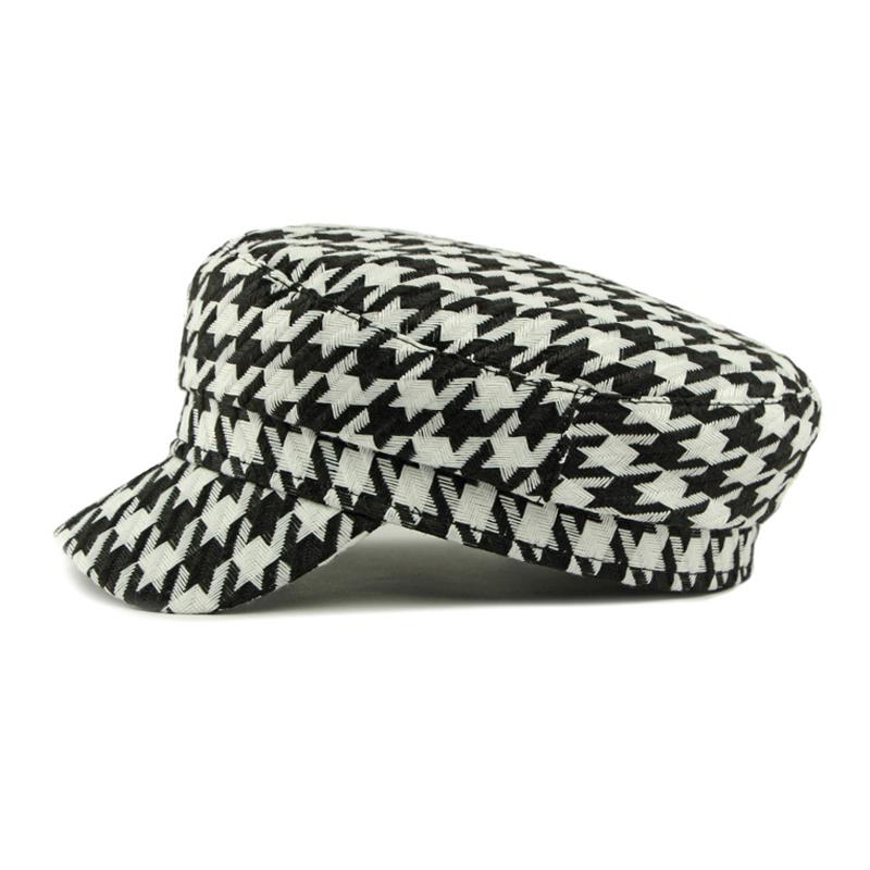 Houndstooth Hat Women's Spring Autumn Duck Cap Vintage Flat Cap