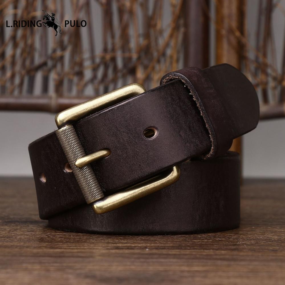 Handmade, Widened and Thickened Top-grain Cowhide Men's Leather Belt, American Retro Style, Pin Buckle Belt