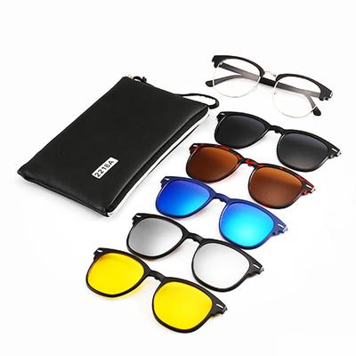 6 In 1 Custom Men Women Optical Magnetic Sunglasses Clip Magnet Clip On Sunglasses Polaroid Glasses Frame