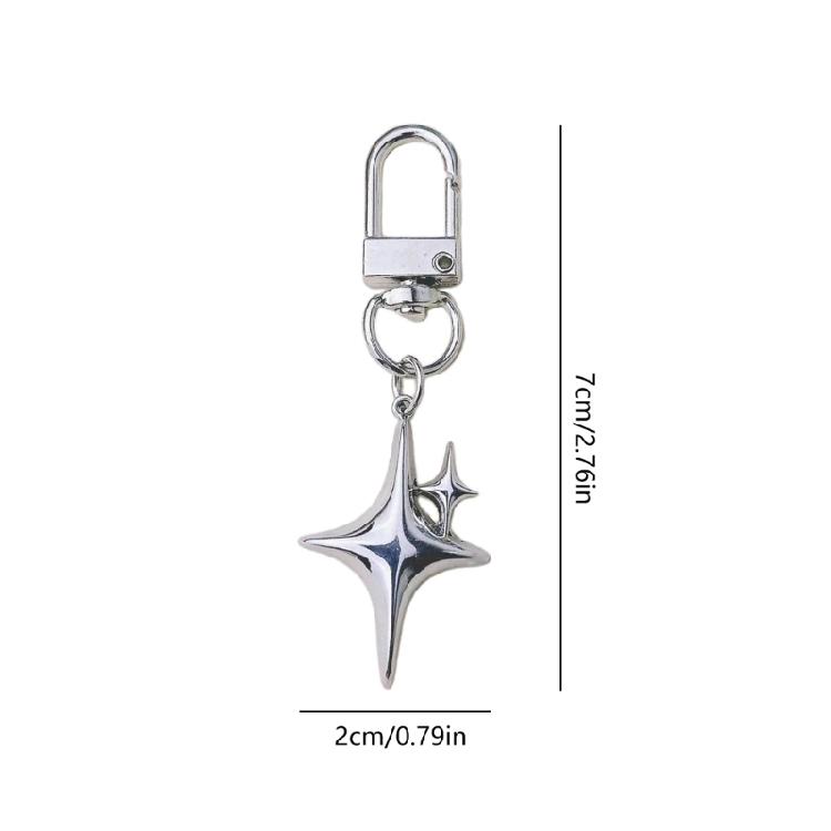 Hollow Star Charm Pendant Keychain Stylish Crystal Star Moon Keychain Car Keyring for Women Bag Ornament Backpack Decors