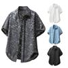 Summer New Men's Retro Distressed Casual Short-sleeved Shirt Casual Loose Lapel Shirt