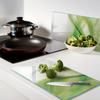 Set of Two Glass Kitchen Boards Green Abstraction 2x30x52 cm