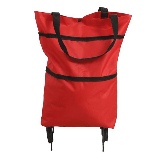 Foldable Shopping Trolley on Wheels Heavy-Duty Waterproof Oxford Fabric Collapsible Grocery Bag with Silent Wheels Rolling Shopping Cart