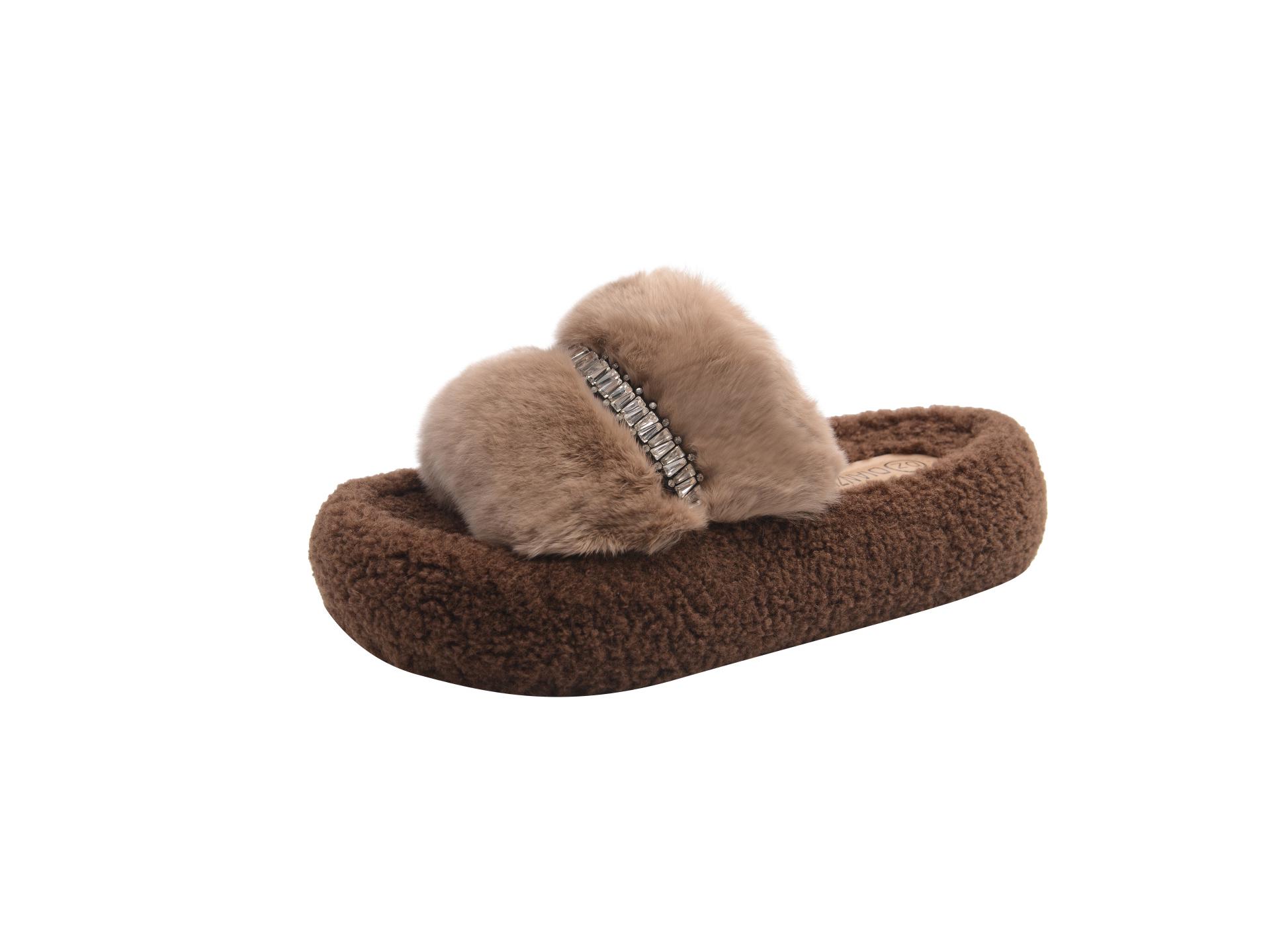 

Women s Fuzzy Slippers: New 2025 Thick-Soled, Height-Enhancing, Plus Velvet Cotton for Autumn/Winter 35 хакі
