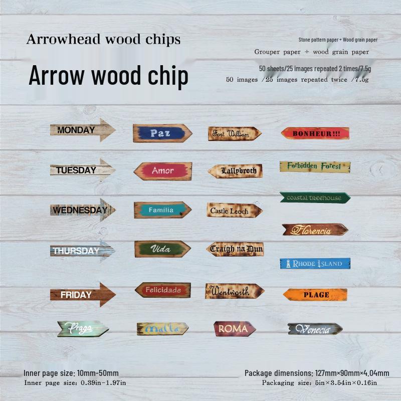 Momo Retro Wood Whisper Series Dual-Material Paper & Sticker Pack (50 Sheets)