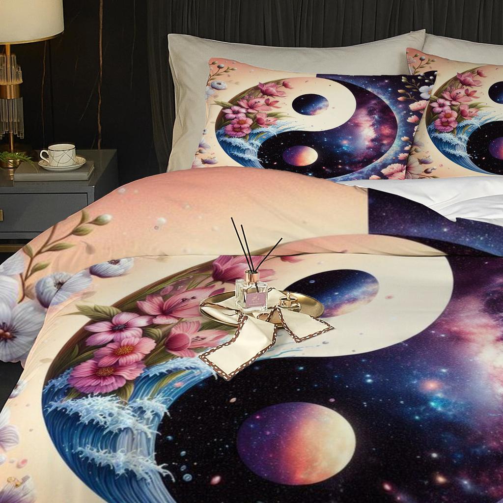 Tai Chi pattern 3D printed down duvet cover set, soft and comfortable bedding set, duvet cover pillowcase set