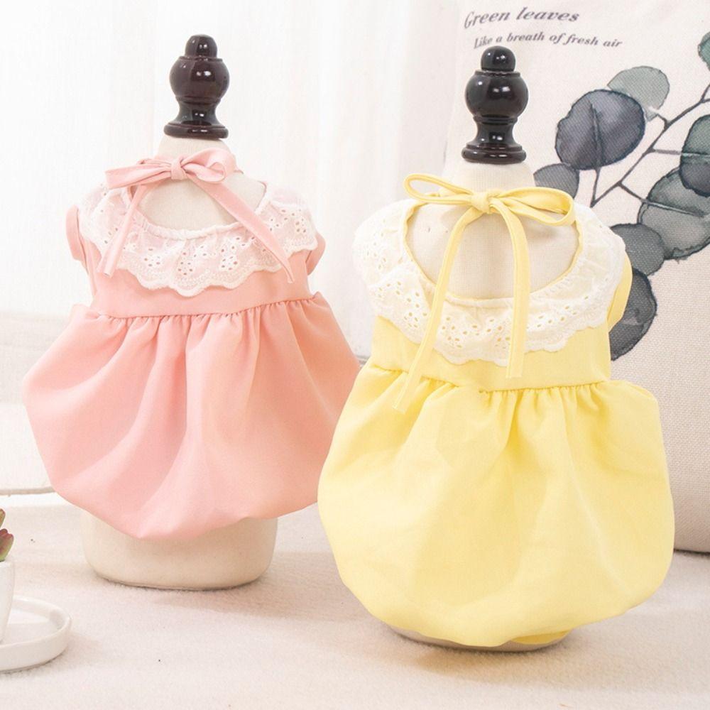 Thin Cat Lace Skirt Solid Color Cat Dog Costume Cute Cat Princess Dress