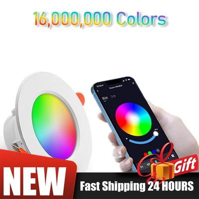 Bluetooth Smart LED Downlight 10W Round Panel Light Recessed Ceiling Lamp Dimmable Round Panel Light for Living Room Decor