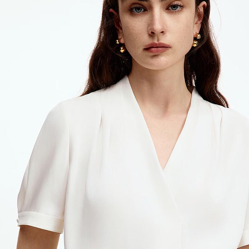 LANCY Women's V-Neck Short Sleeve Blouse