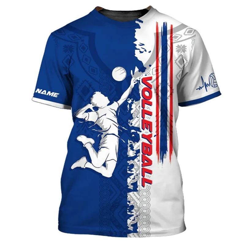 

Cool Volleyball Pattern T Shirt Men Customized Printed T-Shirts Summer Fashion Round Neck Street Oversized Short Sleeve Tees 5XL