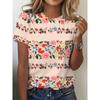 Summer New Round Neck Loose Short Sleeve Retro Casual T-shirt Women's 3D Casual Color Printing