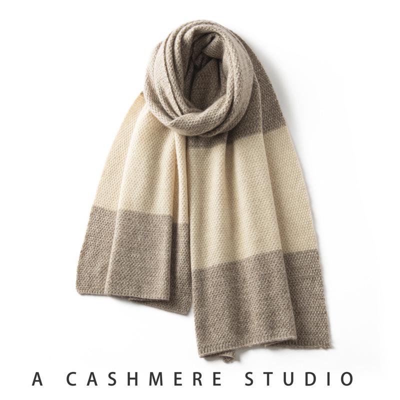 Women s Large Patchwork Cashmere Scarf - Warm Knitted Neck Warmer Shawl for Autumn/Winter 170 x 50 cm