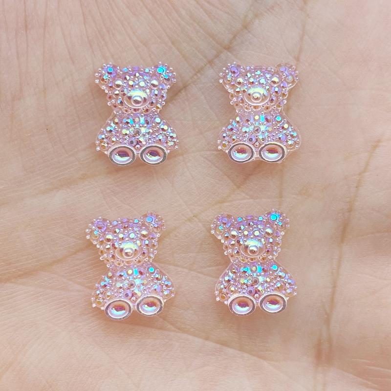 50Pcs New Cute Mini Shiny Little Bear Flat Back Resin Cabochons Scrapbooking DIY Jewelry Craft Decoration Accessories