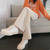 Off-white wide-leg pants women's autumn and winter fleece thickened high-waisted drape small chenille corduroy casual pants