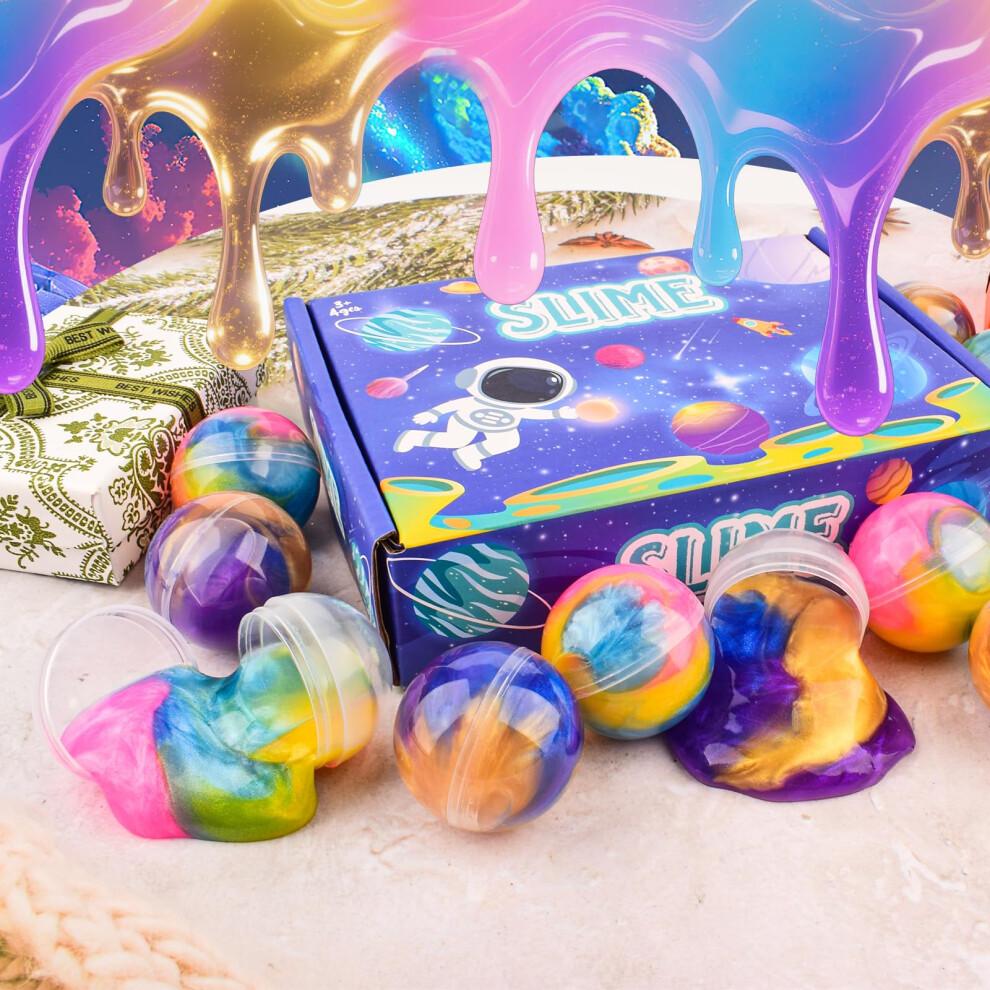 12 Pack Galaxy Slime Balls Slime Party Favors NonSticky Soft Slime Kit