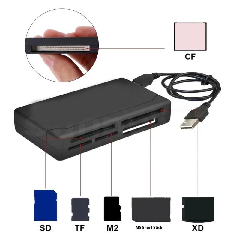6 in 1 USB Card Reader Mini XD MS TF CF Memory Card Viewer Computer Tablets Laptop PC Data Transfer Adapter