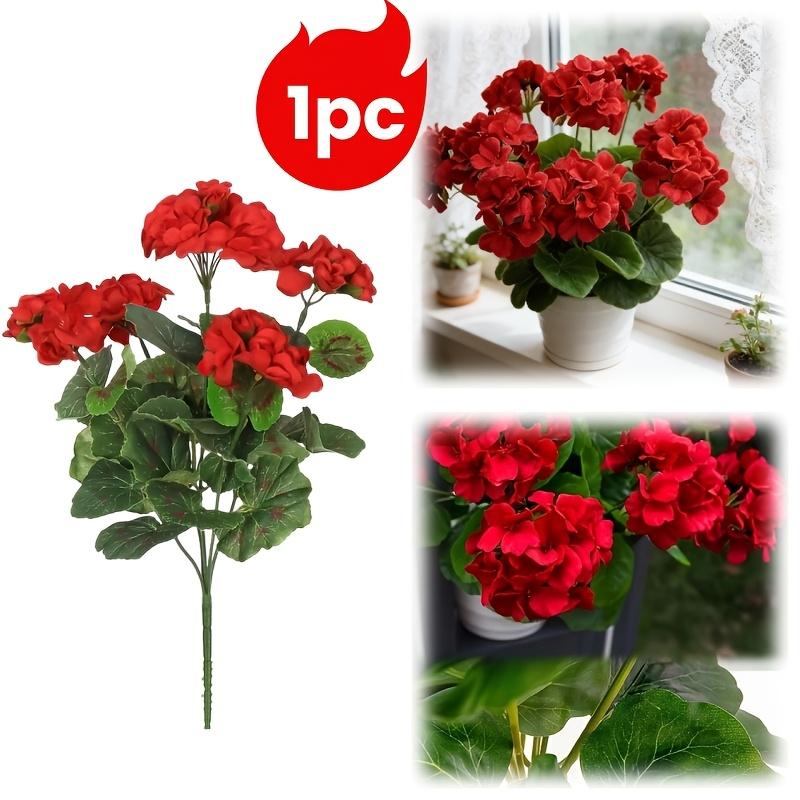 Weatherproof Geraniums | Lifelike Red Faux Flowers for All-Season Outdoor Use & Indoor Decor - Perfect Garden, Patio, and Home Centerpiece
