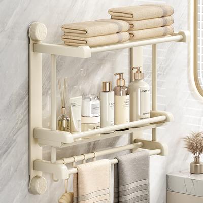 New Household Suction Cup Type Integrated Bathroom Rack Two-in-one Multi-layer Double-layer Towel Rack Bath Towel Rack