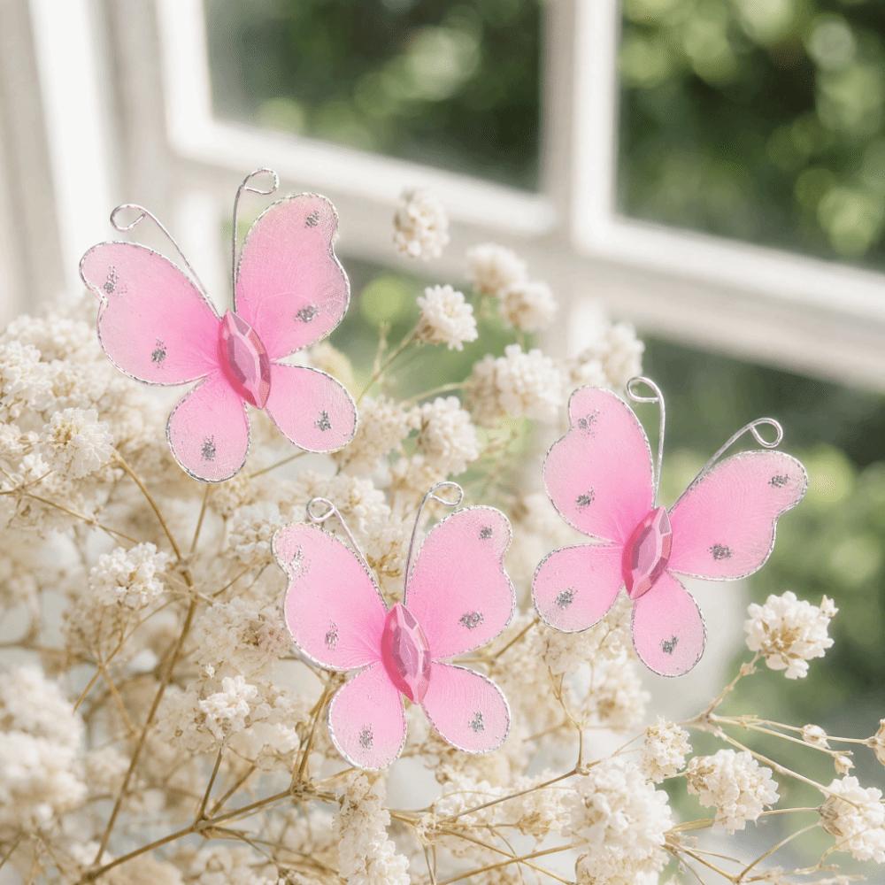 50pcs Purple & Pink DIY Craft Butterflies Small Size Artificial Gem Butterflies For Home Decor