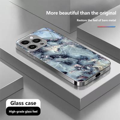 N177 Landschaftsmuster-Abdeckung Ölmarmor-Telefonhülle für iPhone 16 Pro Max Samsung S24 S23 A54 A35 Redmi Note13 12 Pro Überzogener Rahmen Gehärtete Glasabdeckung