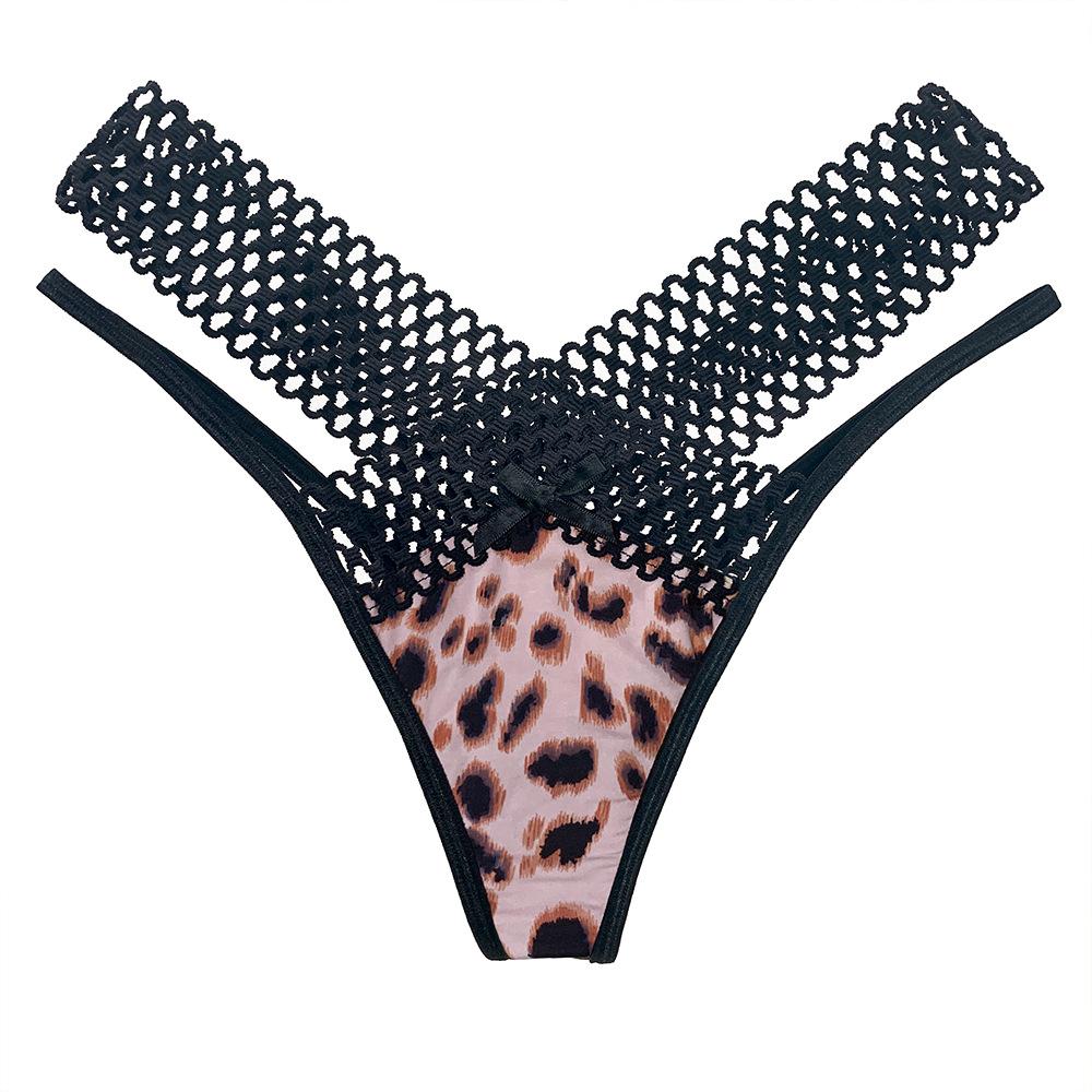 European and American Interwoven Hollow Ice Silk Underwear Women's Sports Fashion Outer See-through Low Waist Thin Belt Temptation Sexy Thong