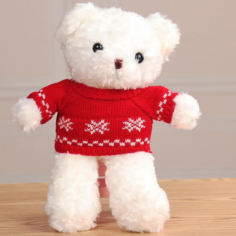 HANDUNYOU White Rose Velvet Snowflake Teddy Bear