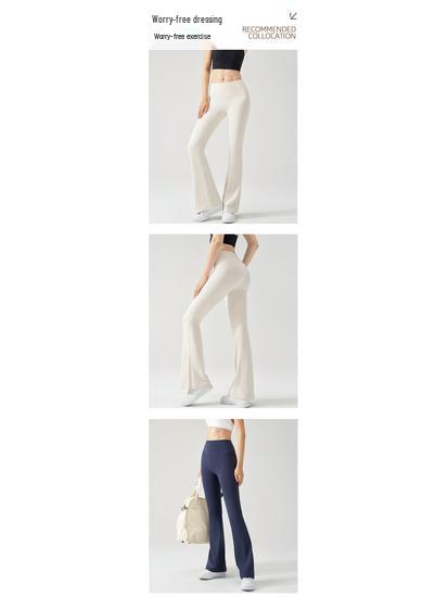Lycra Antibacterial High-Waist Yoga Flare Pants for Women | Hip-Lifting, Wide-Leg, Micro Flare Fitness & Dance Pants