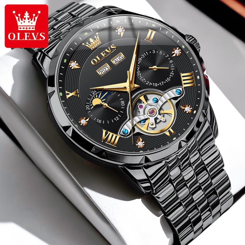 

Брендовые многофункциональные мужские часы OLEVS, светящиеся водонепроницаемые автоматические механические часы, мужские часы