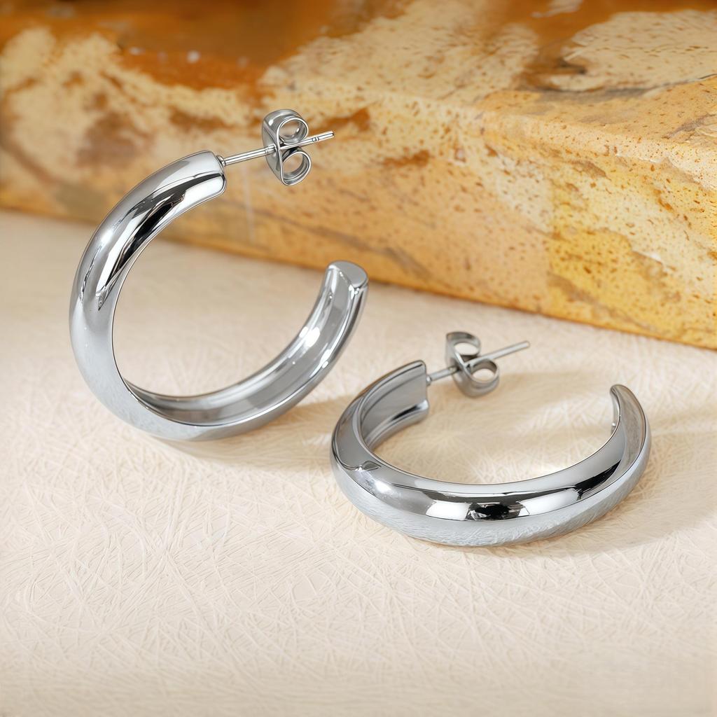 Titanium Steel Light Luxury Colorfast Hoop Earrings with High-End Feel