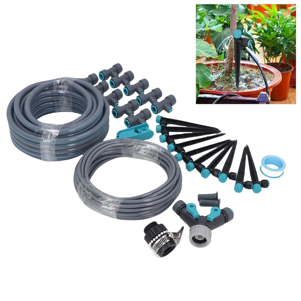 Sistema de Irrigação por Gotejamento 32,8 pés 8 Furos Ajustável Nebulização Precisa Kit de Aspersor de Irrigação por Gotejamento para Jardim Estufa Gramado