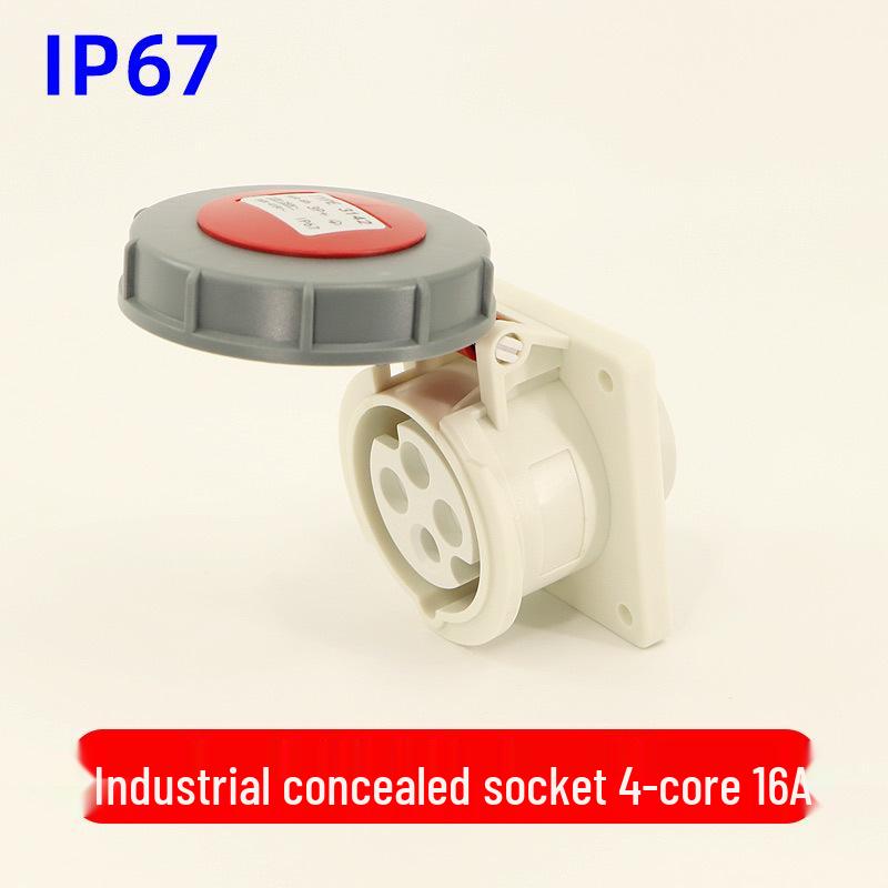 Waterproof 3-core 4-pin 5-hole Male-Female Aviation Plug Socket, Three-Phase Electrical Connector, 16A/32A, IP67.