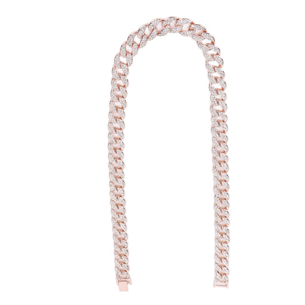 Chain Necklace Rhinestones Alloy Hip Hop Style 24in Jewelry Clothes Decorative Accessories