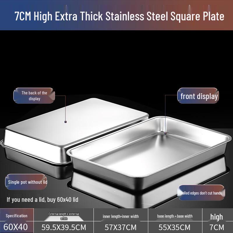 

Extra Large Stainless Steel 2/1 GN Rectangular Food Pan