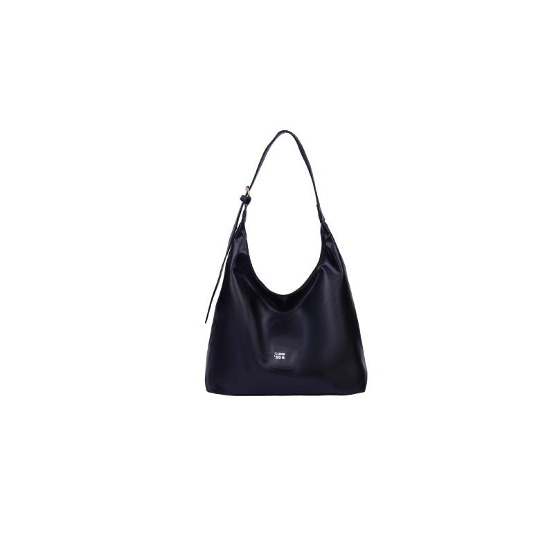

New large-capacity solid color popular tote bag, dumpling bag, casual retro commuter shoulder bag чёрный