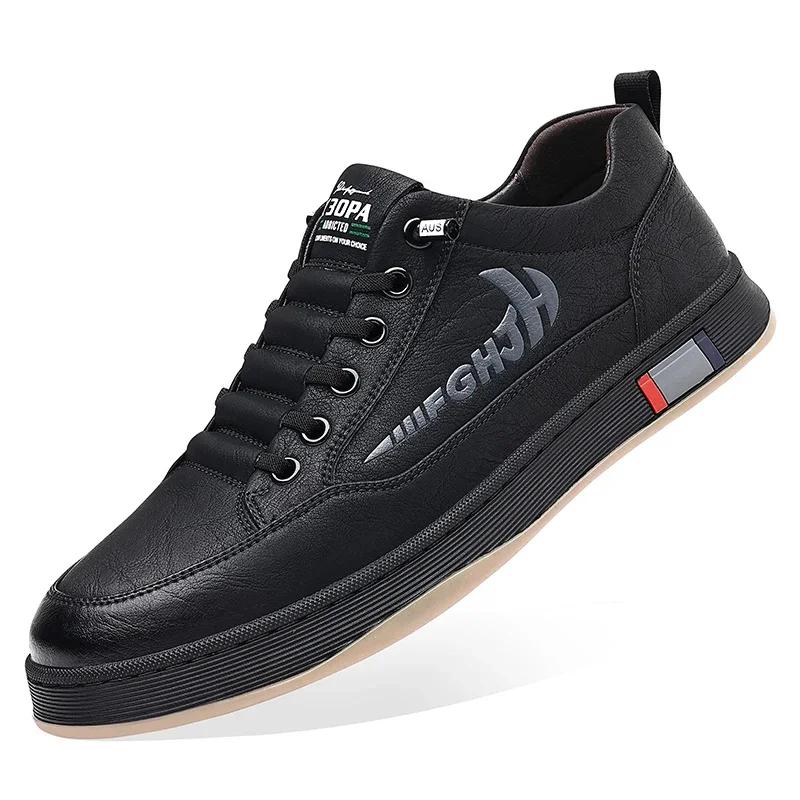 

Fashion New Genuine Leather Mens Casual Shoes Handmade Sneakers Outdoor Running Shoe for Men High Quality Tennis Masculino Italian Shoes 44 чёрный