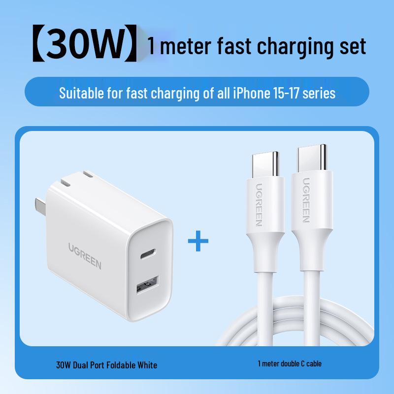 UGREEN 30W Dual-Port Charger for iPhone 15/13, iPad, Huawei, Android