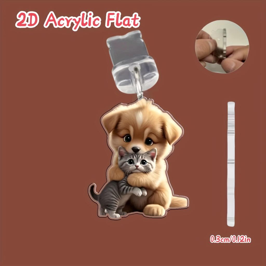 2D Flach 1 Stück Katze & Hund Harmonie Acryl Handy Staubschutzstecker, Kompatibel mit iPhone/Typ-C Anschluss für Mobile Pflege und Wartung