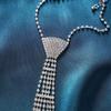 Y2K Rhinestone Tassel Necklace Exaggerated Crystal Chain Choker Creative Tie Shape Necklace  Gift