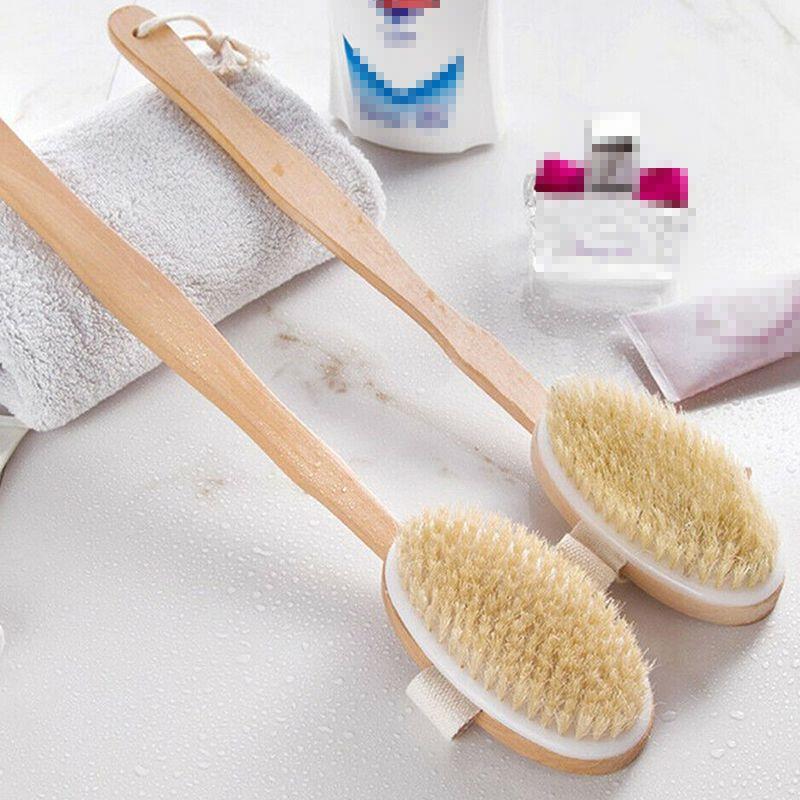 Luxuriöser Dusch-Rückenwäscher mit Naturborsten und langem Holzgriff für glatte Haut