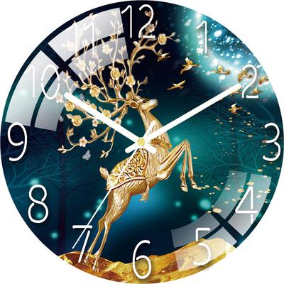 Digital Wall Clock with Low Noise, 30cm/12inch Deer Wall Clock Quartz Clock Quiet Silent Simple Clock for Home Decor Children Room