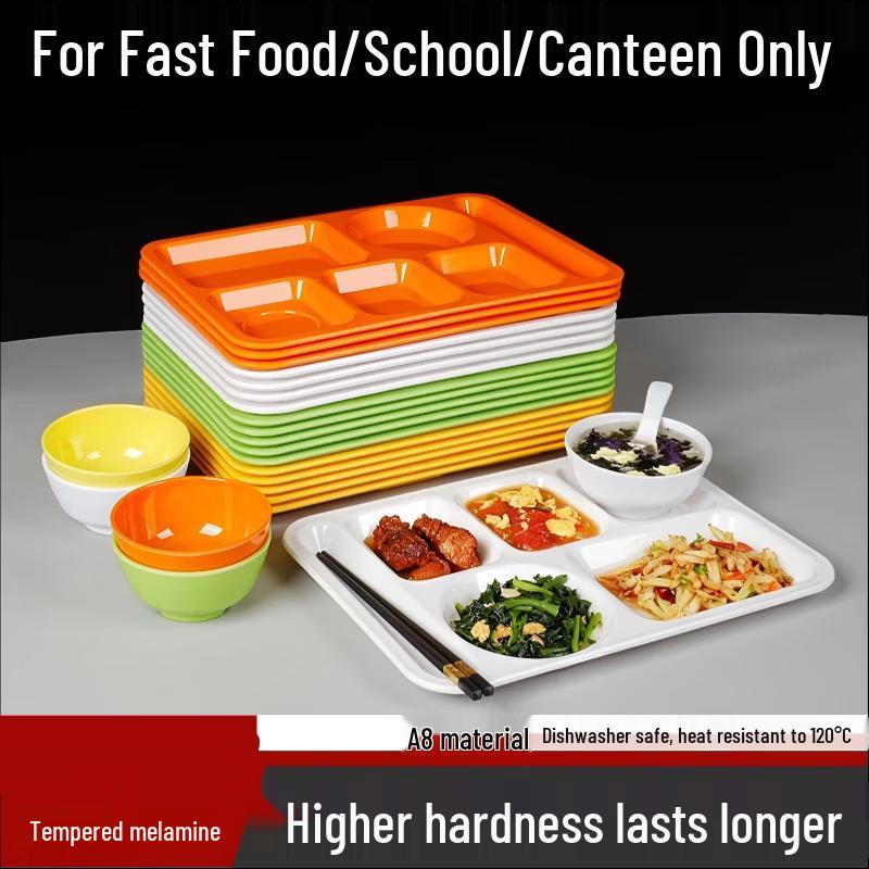 Jingbaodi Melamine 6-Compartment Divided Meal Tray