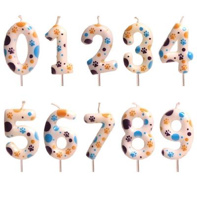 Dog Paws Theme Birthday Candle Number 0 To 9 Paws Cake Toppers Decorations Paws Print Birthday Party Supplies