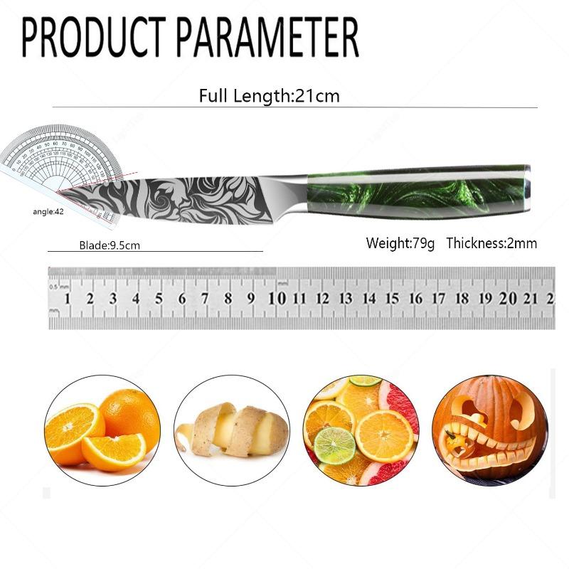 Stainless Steel Fruit Knife Small Damascus Pattern Fruit Peeling and Slicing Multi-purpose Knife Household Kitchen Knife
