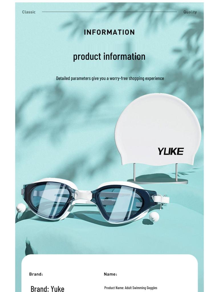 HD Anti-Beschlag Wasserdichte Schwimmbrille & Kappen-Set für Erwachsene für Männer und Frauen.