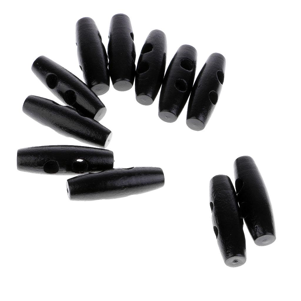 50 Stücke Holz Nähen Horn Knebelknöpfe Stoff Zubehör 2 Löcher Schwarz