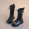 Girls Long Leather Boots Solid Color Britain Style Kids Princess High Boots Fashion Children Catwalk Buckle Boots Classic Chic