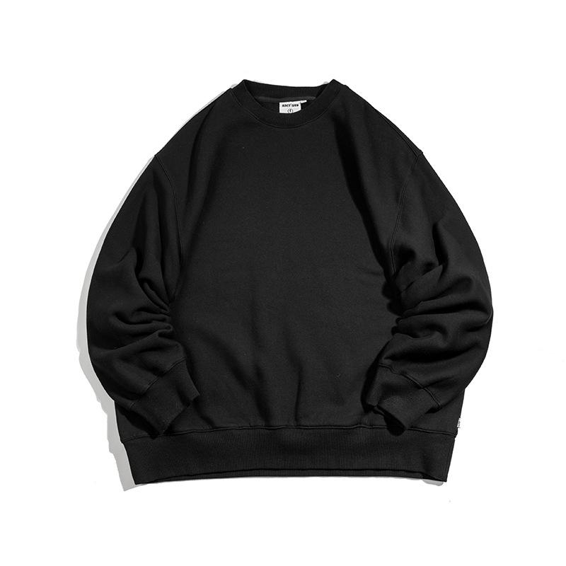 

Men s Retro Loose Fit Hoodie - 380G Pure Cotton Terry, Solid Color, Long Sleeve, Korean Style. Large
